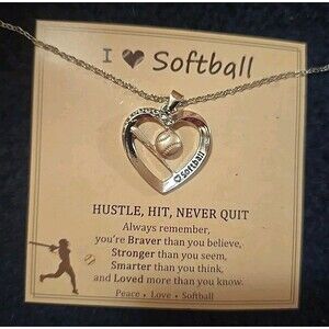 I Love Softball Necklace - 18"-20"